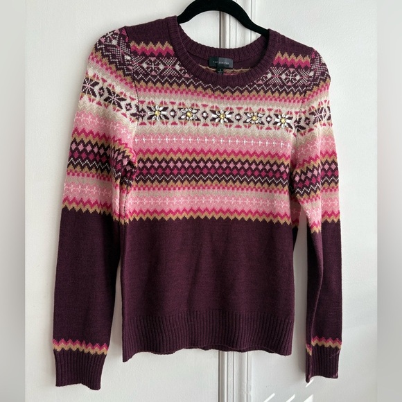 THE LIMITED fair isle rhinestone wool sweater - Picture 6 of 13